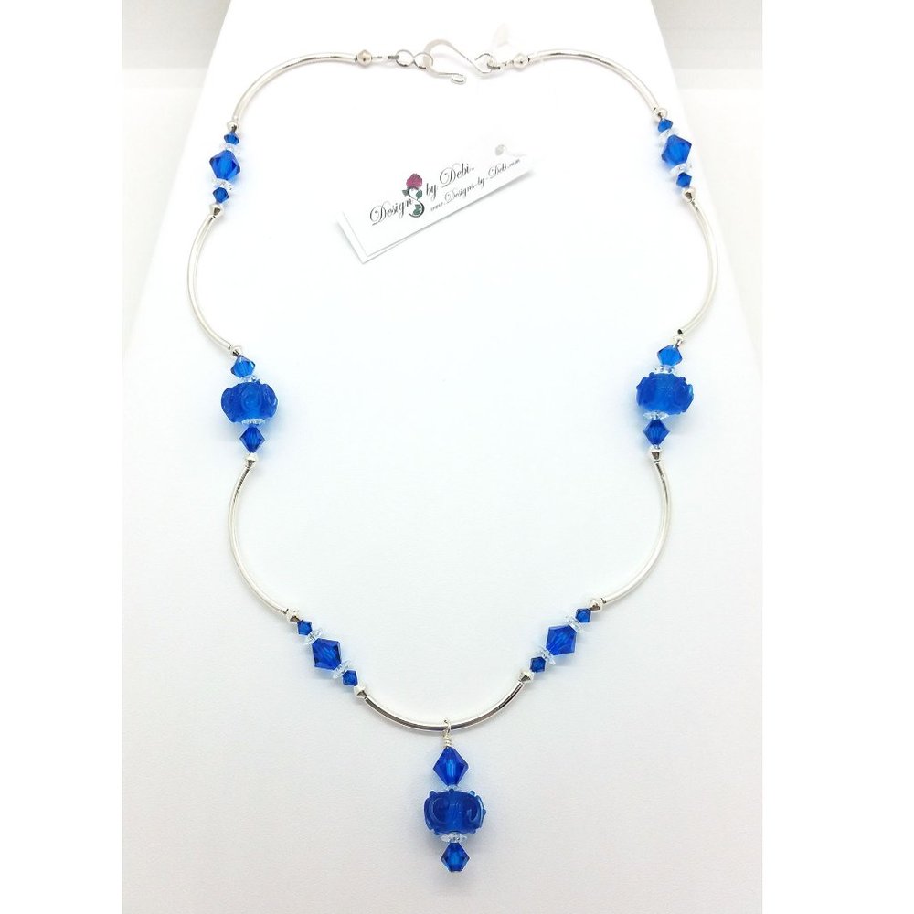 Blue Glass & Crystal Necklace